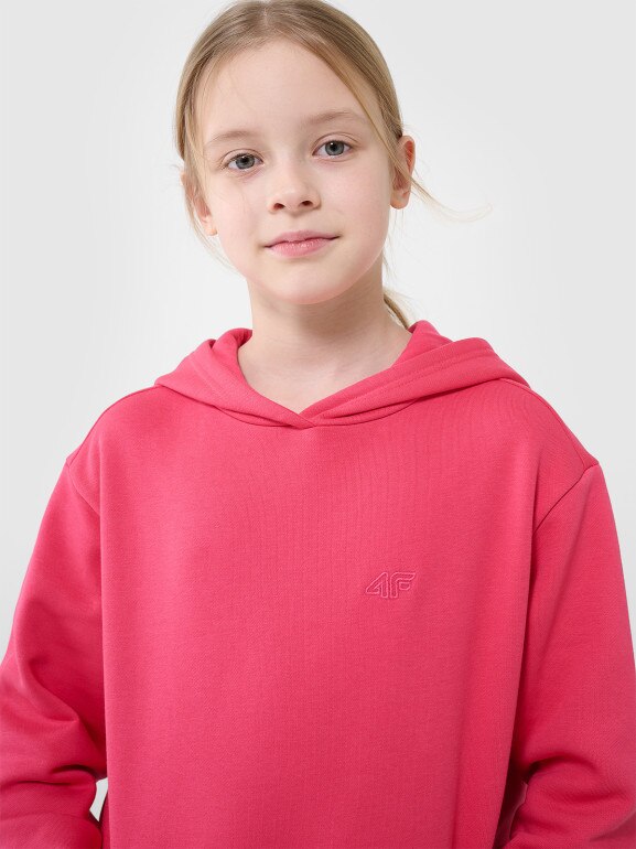 Dziewczęca bluza dresowa nierozpinana bez kaptura 4F 4FJWSS25TSWSF1854 - różowa