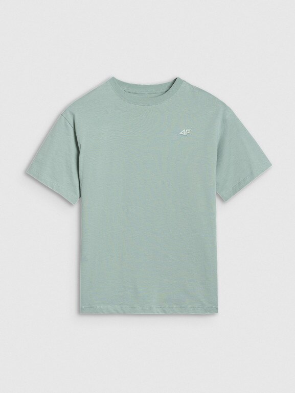 Dziewczęcy t-shirt oversize 4F 4FJWSS25TTSHF1851 - turkusowy