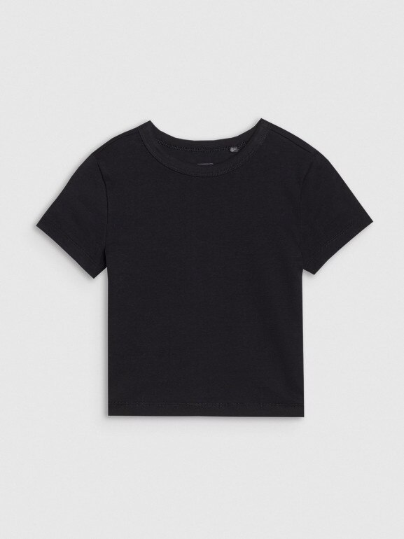 Dziewczęcy top basic t-shirt 4F 4FJWSS25TTSHF1852 - czarny