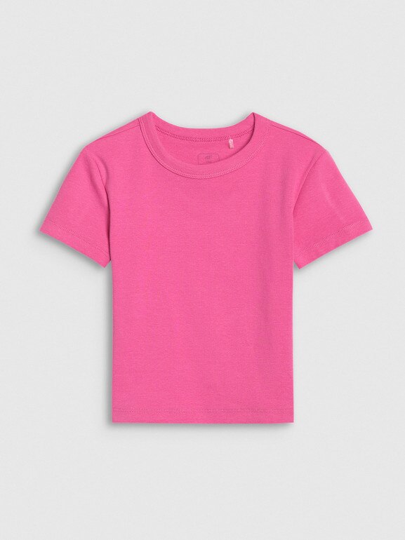 Dziewczęcy top basic t-shirt 4F 4FJWSS25TTSHF1852 - różowy