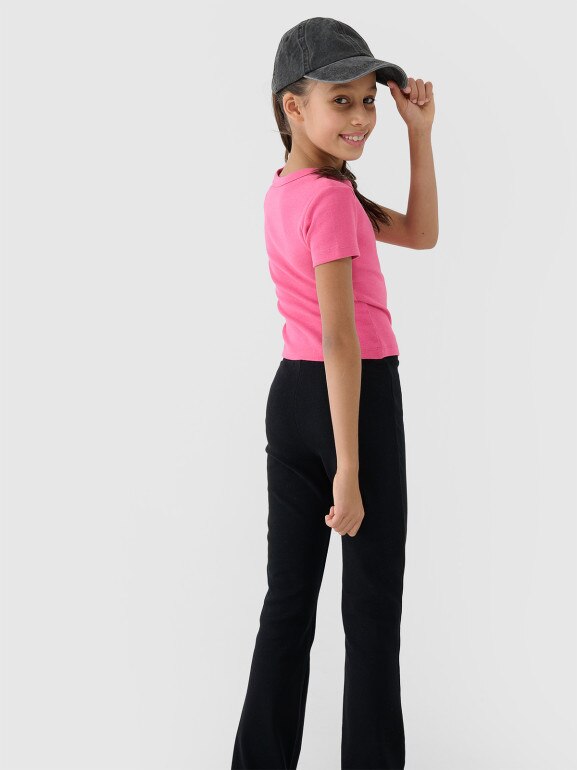 Dziewczęcy top basic t-shirt 4F 4FJWSS25TTSHF1852 - różowy