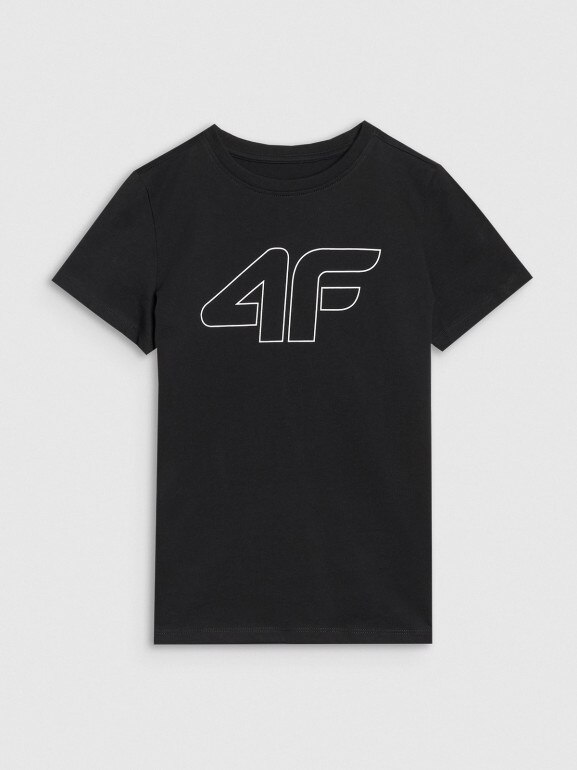 Dziewczęcy t-shirt z nadrukiem 4F 4FJWSS25TTSHF2176 - czarny