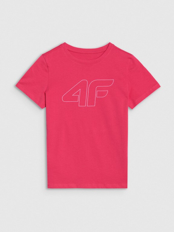 Dziewczęcy t-shirt z nadrukiem 4F 4FJWSS25TTSHF2176 - różowy