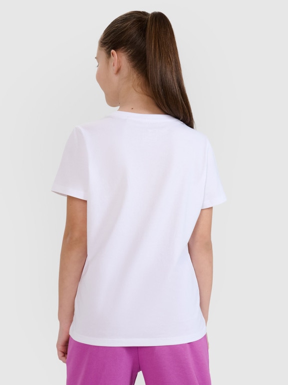 Dziewczęcy t-shirt basic 4F 4FJWSS25TTSHF2177 - biały