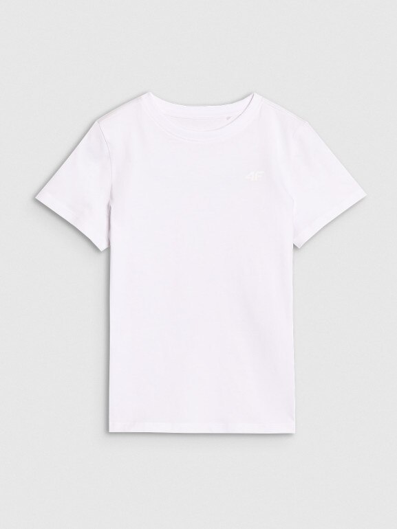 Dziewczęcy t-shirt basic 4F 4FJWSS25TTSHF2177 - biały