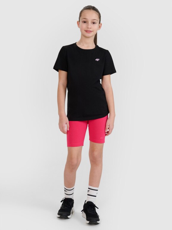 Dziewczęcy t-shirt basic 4F 4FJWSS25TTSHF2177 - czarny