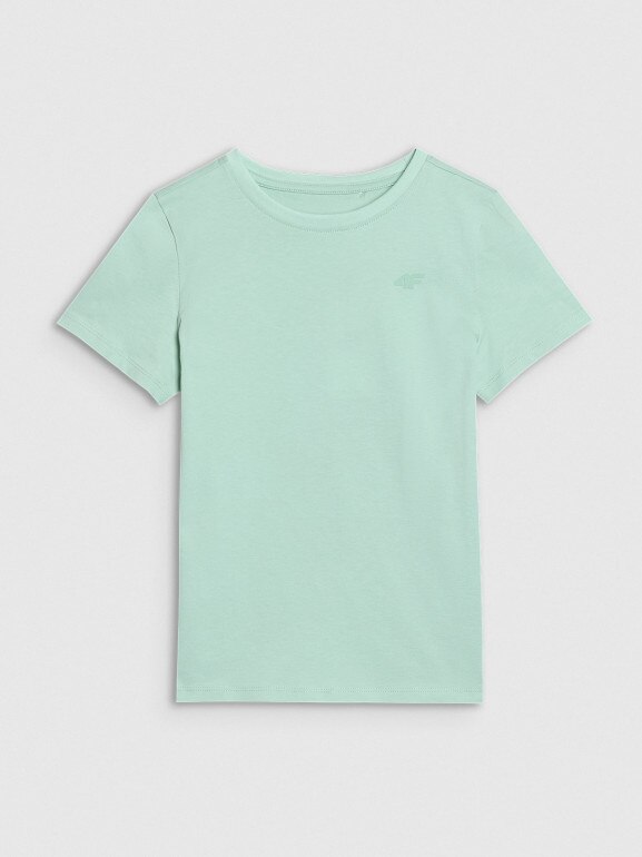 Dziewczęcy t-shirt basic 4F 4FJWSS25TTSHF2177 - zielony