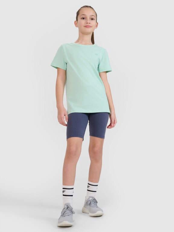 Dziewczęcy t-shirt basic 4F 4FJWSS25TTSHF2177 - zielony