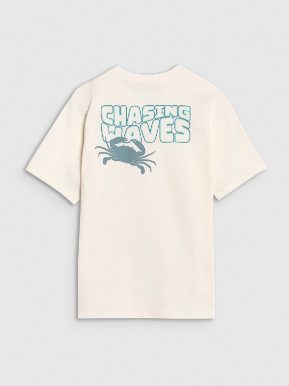 Chłopięcy t-shirt z nadrukiem 4F 4FJWSS25TTSHM1914 - biały