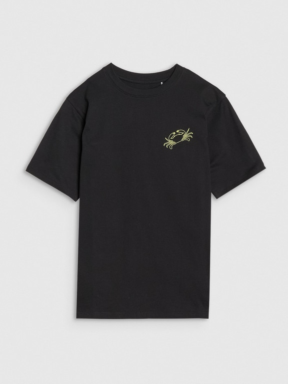 Chłopięcy t-shirt z nadrukiem 4F 4FJWSS25TTSHM1914 - czarny