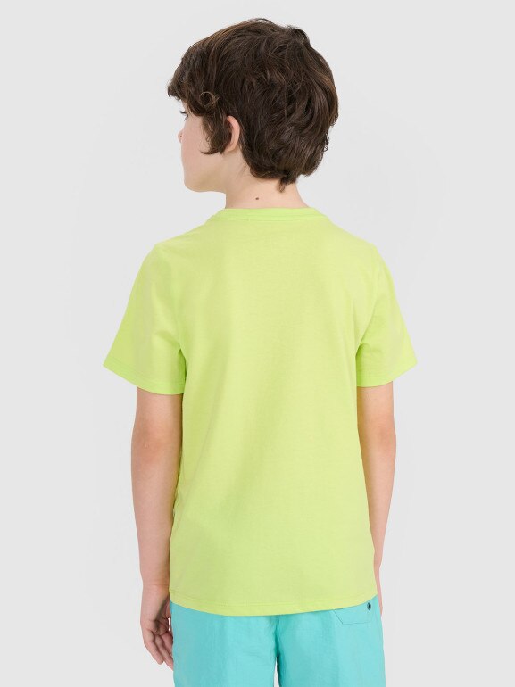 Chłopięcy t-shirt z nadrukiem 4F 4FJWSS25TTSHM1917 - zielony