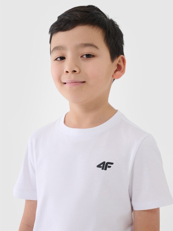 Chłopięcy t-shirt basic 4F 4FJWSS25TTSHM2178 - biały