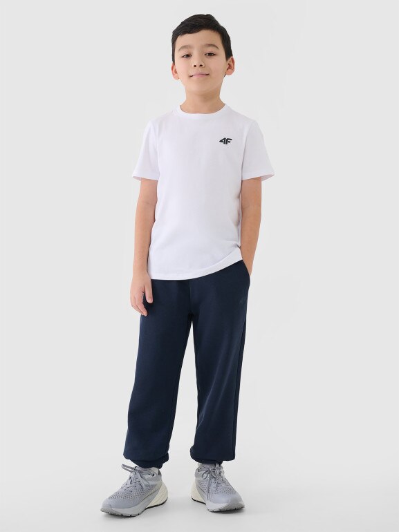 Chłopięcy t-shirt basic 4F 4FJWSS25TTSHM2178 - biały