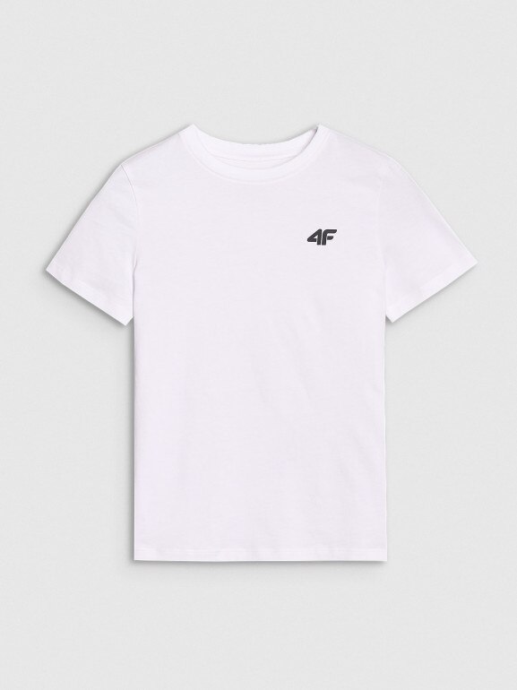 Chłopięcy t-shirt basic 4F 4FJWSS25TTSHM2178 - biały