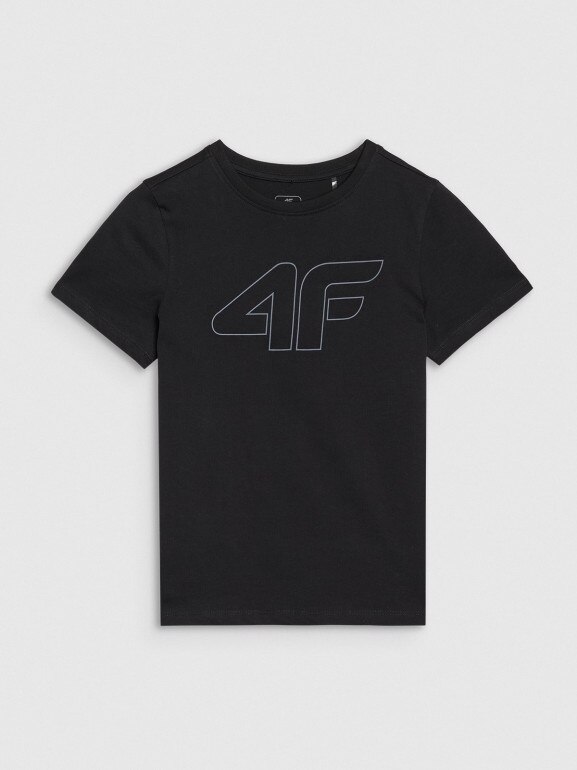 Chłopięcy t-shirt z nadrukiem 4F 4FJWSS25TTSHM2179 - czarny