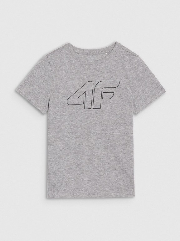 Chłopięcy t-shirt z nadrukiem 4F 4FJWSS25TTSHM2179 - szary