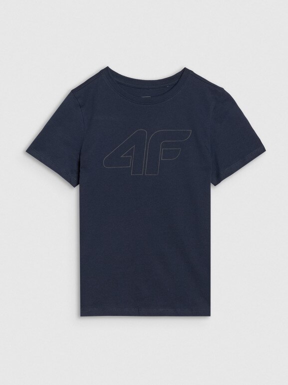 Chłopięcy t-shirt z nadrukiem 4F 4FJWSS25TTSHM2179 - granatowy