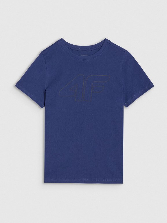 Chłopięcy t-shirt z nadrukiem 4F 4FJWSS25TTSHM2179 - niebieski