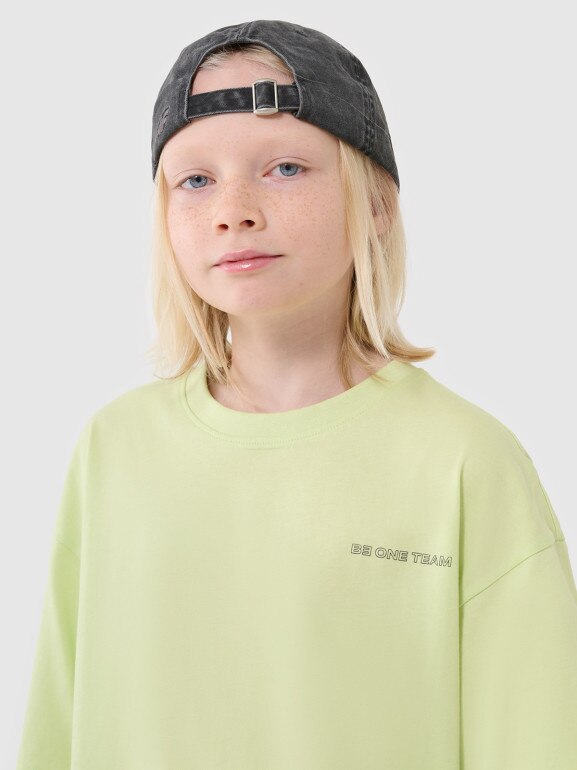 Chłopięcy t-shirt oversize 4F 4FJWSS25TTSHM2184 - zielony