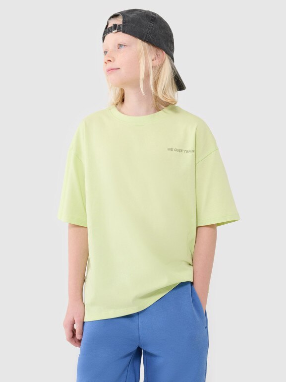 Chłopięcy t-shirt oversize 4F 4FJWSS25TTSHM2184 - zielony