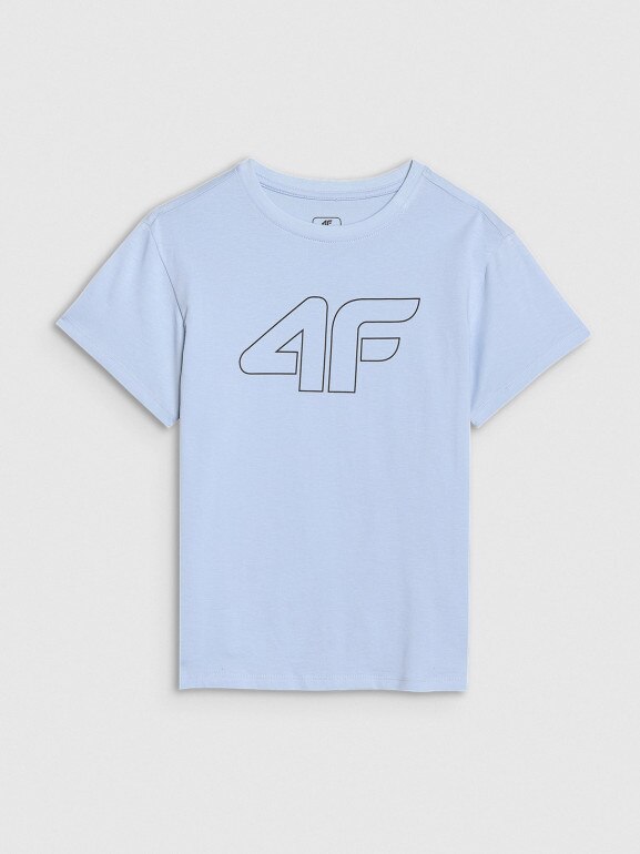 Chłopięcy t-shirt oversize z nadrukiem 4F 4FJWSS25TTSHM2325 - niebieski