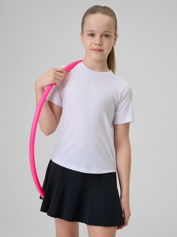 Dziewczęca koszulka treningowa 4F 4FJWSS26TFTSF1963 - biała