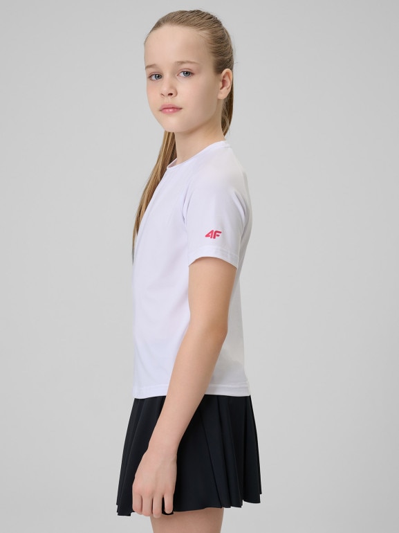 Dziewczęca koszulka treningowa 4F 4FJWSS26TFTSF1963 - biała