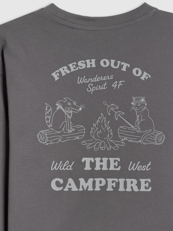 Chłopięcy longsleeve z nadrukiem 4f 4FJWSS26TLONM535 - szary