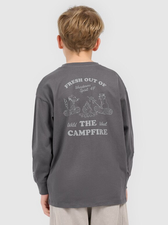 Chłopięcy longsleeve z nadrukiem 4f 4FJWSS26TLONM535 - szary