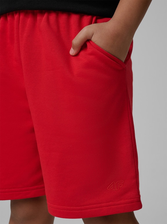 Chłopięce spodenki dresowe 4F 4FJWSS26TSHOM780 - czerwone