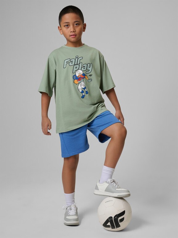 Chłopięce spodenki dresowe 4F 4FJWSS26TSHOM784 - niebieskie