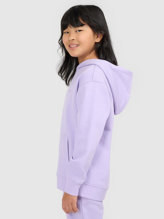 Dziewczęca bluza dresowa nierozpinana z kapturem 4F 4FJWSS26TSWSF2323 - fioletowa