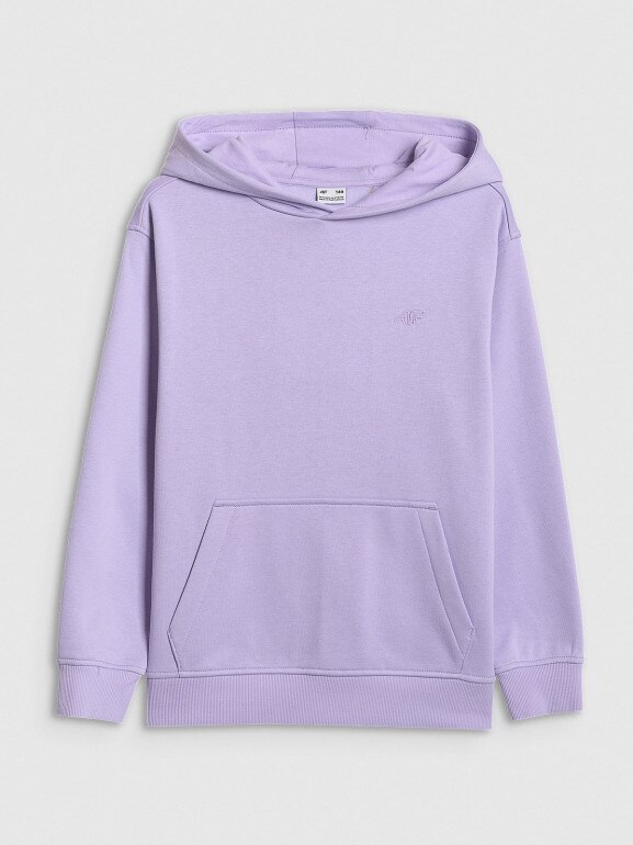 Dziewczęca bluza dresowa nierozpinana z kapturem 4F 4FJWSS26TSWSF2323 - fioletowa