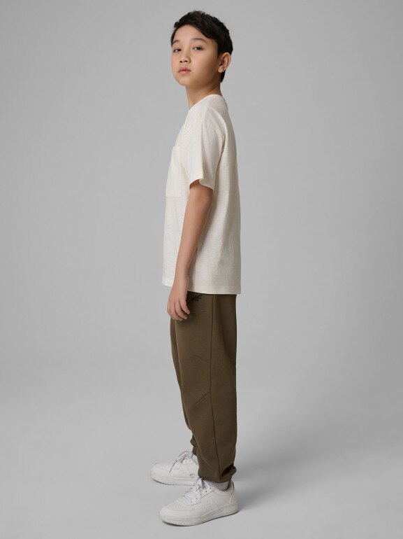 Chłopięce spodnie dresowe joggery 4F 4FJWSS26TTROM1437 - khaki