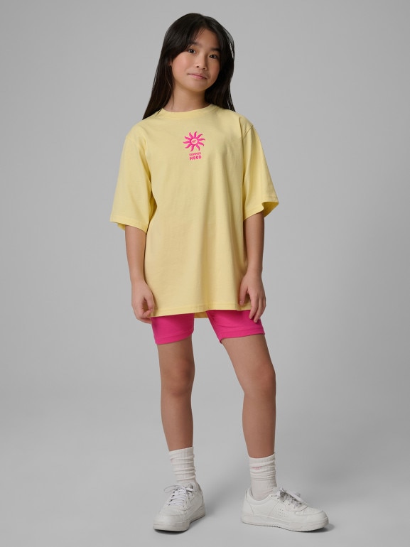 Dziewczęcy t-shirt z nadrukiem 4F 4FJWSS26TTSHF2940 - żółty