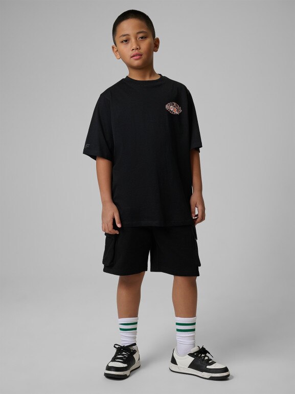 Chłopięcy t-shirt z nadrukiem 4F 4FJWSS26TTSHM3014 - czarny