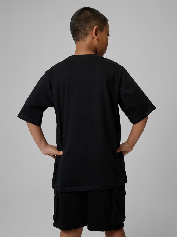 Chłopięcy t-shirt z nadrukiem 4F 4FJWSS26TTSHM3014 - czarny