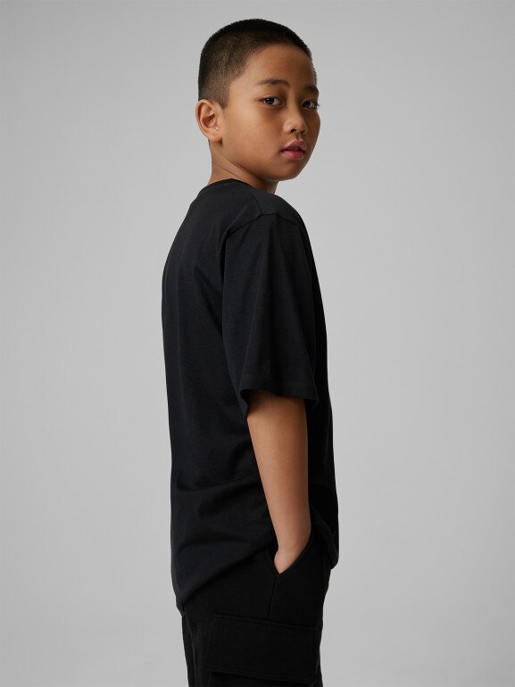 Chłopięcy t-shirt z nadrukiem 4F 4FJWSS26TTSHM3014 - czarny