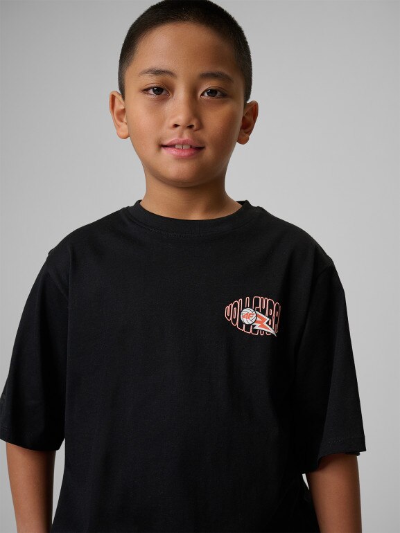 Chłopięcy t-shirt z nadrukiem 4F 4FJWSS26TTSHM3014 - czarny