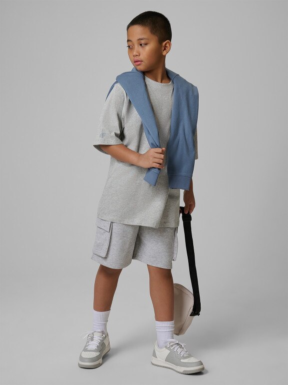 Chłopięcy t-shirt z nadrukiem 4F 4FJWSS26TTSHM3014 - szary