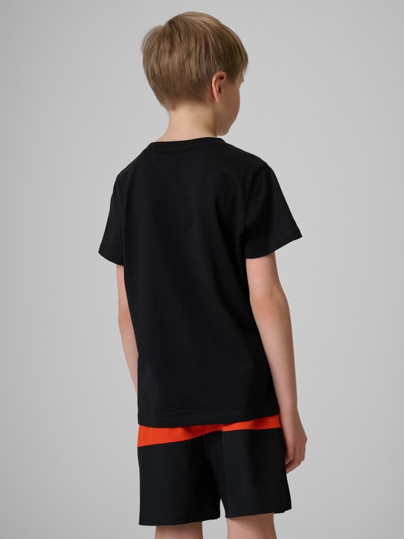 Chłopięcy t-shirt z nadrukiem 4F 4FJWSS26TTSHM3284 - czarny