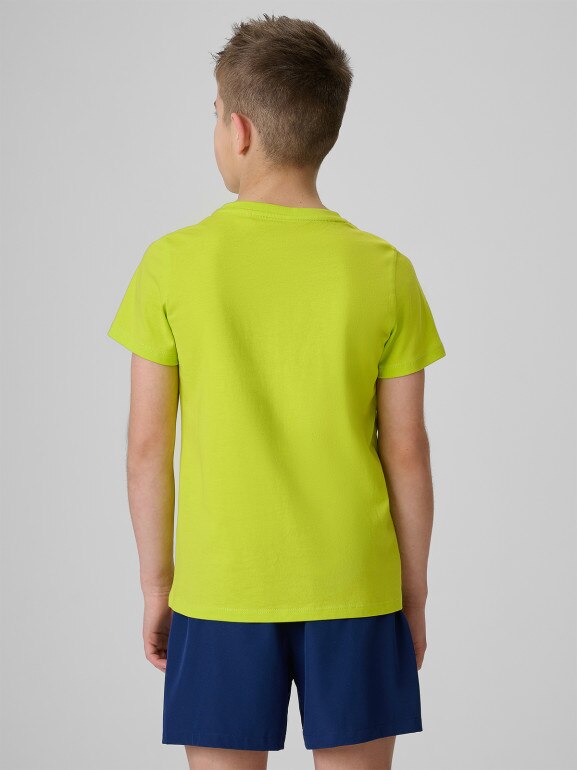 Chłopięcy t-shirt z nadrukiem 4F 4FJWSS26TTSHM3284 - zielony