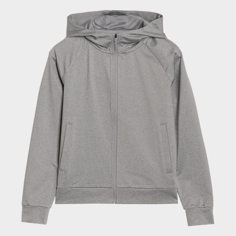 Chłopięca bluza treningowa rozpinana z kapturem  4F 4FJWSS25TFSWM557 - szara