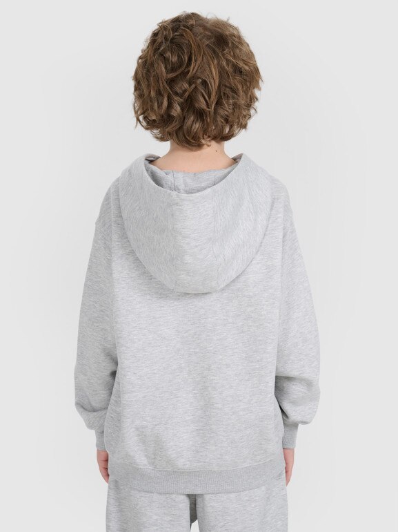 Chłopięca bluza dresowa nierozpinana z kapturem 4F 4FJRMM00TSWSM2482 - szara