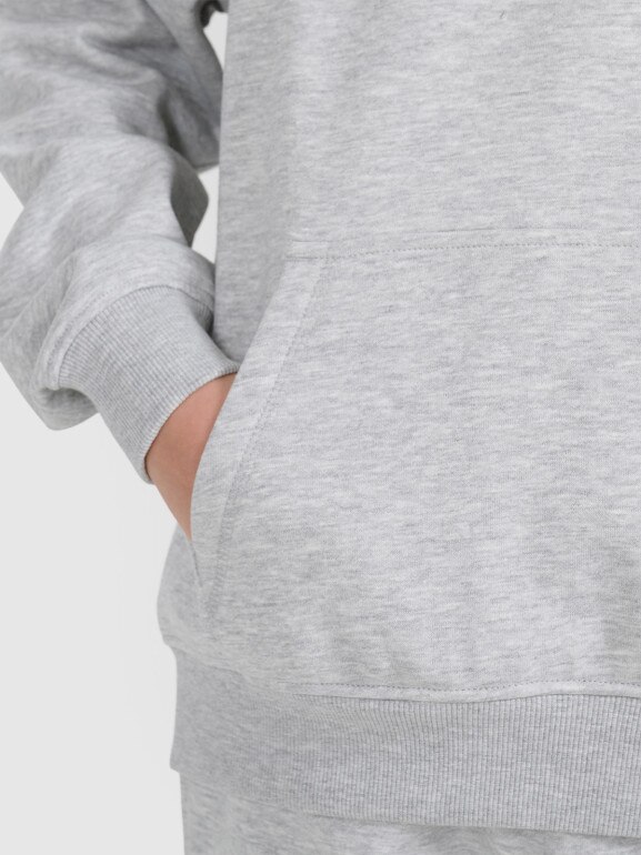 Chłopięca bluza dresowa nierozpinana z kapturem 4F 4FJRMM00TSWSM2482 - szara