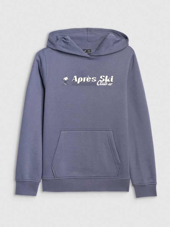 Chłopięca bluza dresowa nierozpinana z kapturem 4F 4FJRAW25TSWSM2416 - niebieska