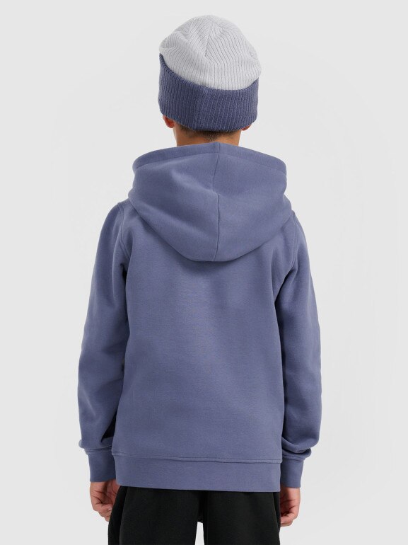 Chłopięca bluza dresowa nierozpinana z kapturem 4F 4FJRAW25TSWSM2416 - niebieska