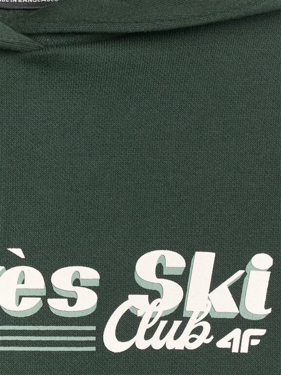 Chłopięca bluza dresowa nierozpinana z kapturem 4F 4FJRAW25TSWSM2416 - zielona
