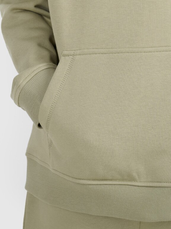 Chłopięca bluza dresowa nierozpinana z kapturem 4F 4FJRAW25TSWSM2490 - zielona