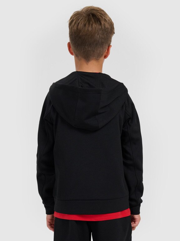 Chłopięca bluza dresowa rozpinana z kapturem 4F 4FJRAW25TSWSM2415 - czarna